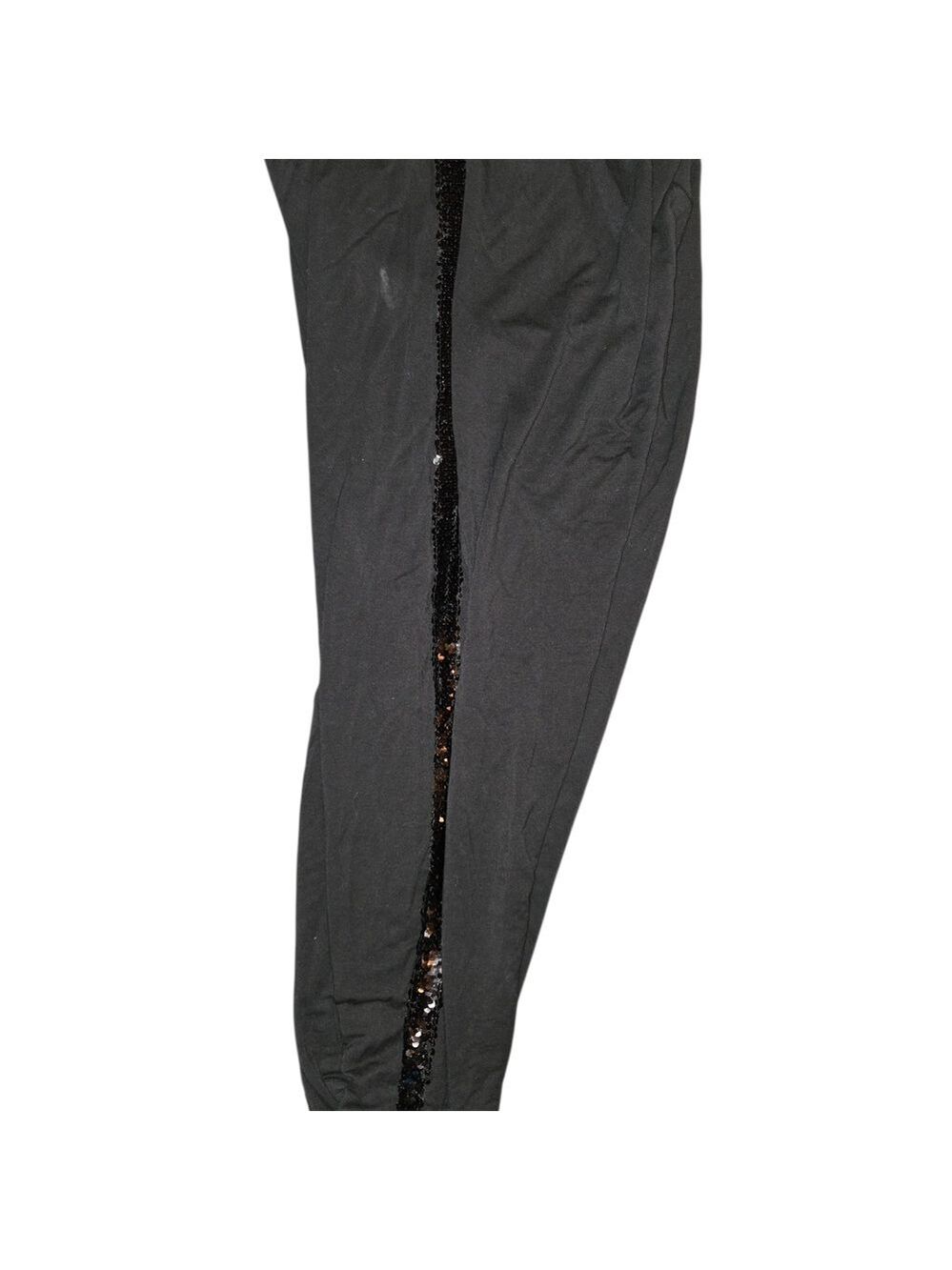 Thalia Sodi Black Women's Sequin Track Pants Size L - Picture 4 of 5